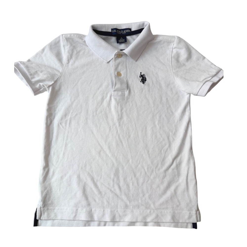 US Polo Assn White Short Sleeve Polo Shirt Size S 6-7